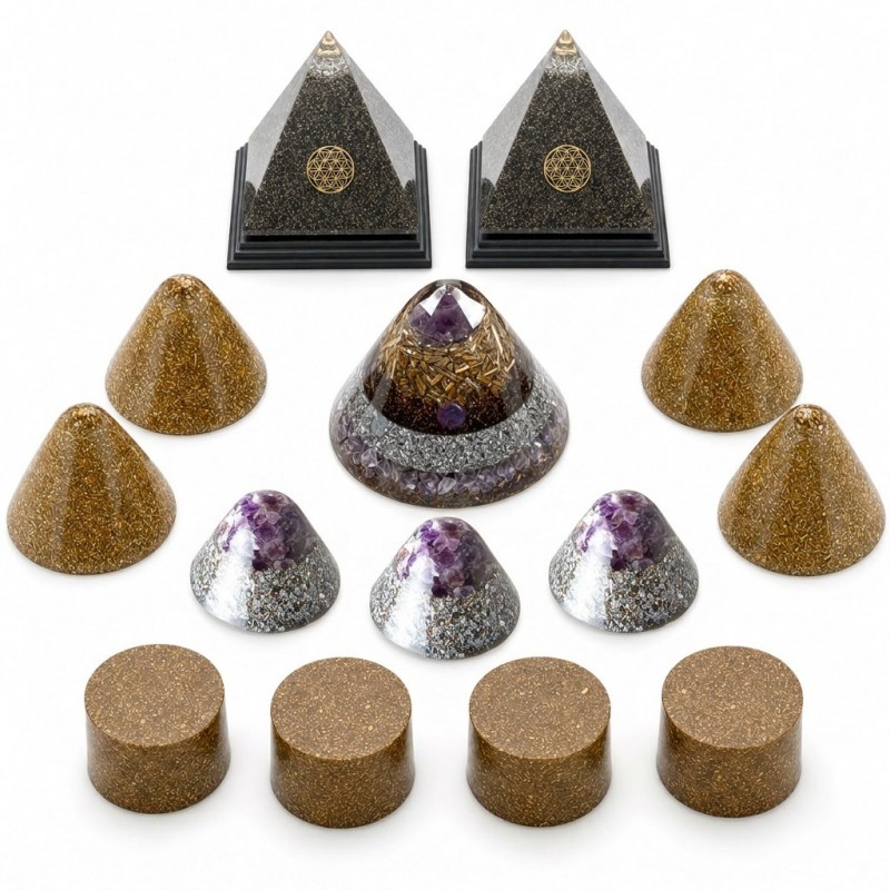 Mega Pack Orgonita Protección Casa con ahorro del 20% Mega Pack de orgonita para protección del hogar con 14 piezas artesanales