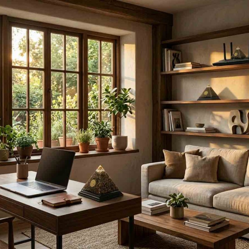 PIRAMIDE ORGONITA SHUNGITA Y BRONCE