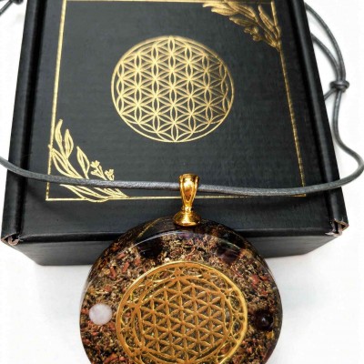 COLGANTE DE ORGONITA FLOR DE VIDA Y CHAKRAS
