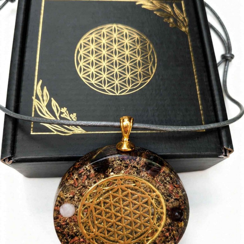 COLGANTE DE ORGONITA FLOR DE VIDA Y CHAKRAS